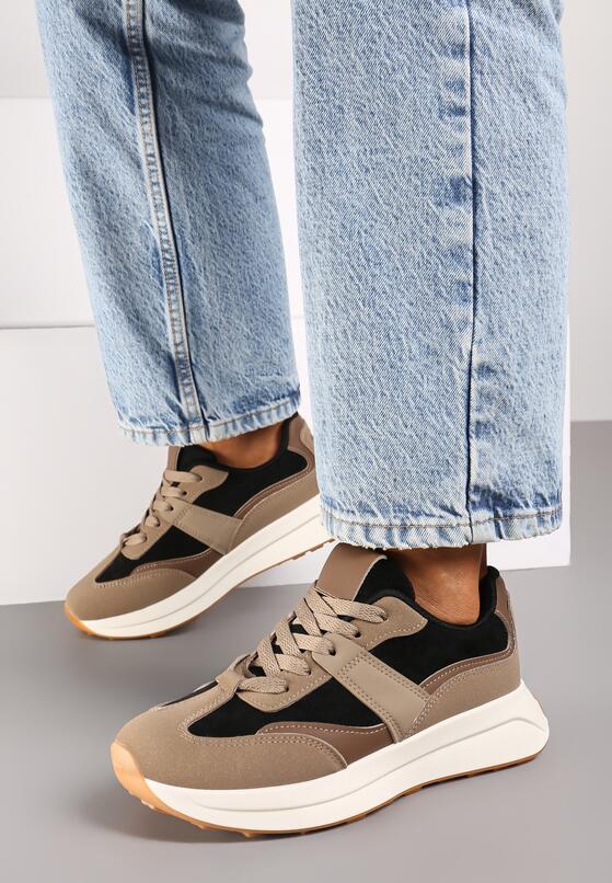 Czarne Płaskie Sznurowane Sneakersy z Geometrycznym Wzorem Neveanna 3