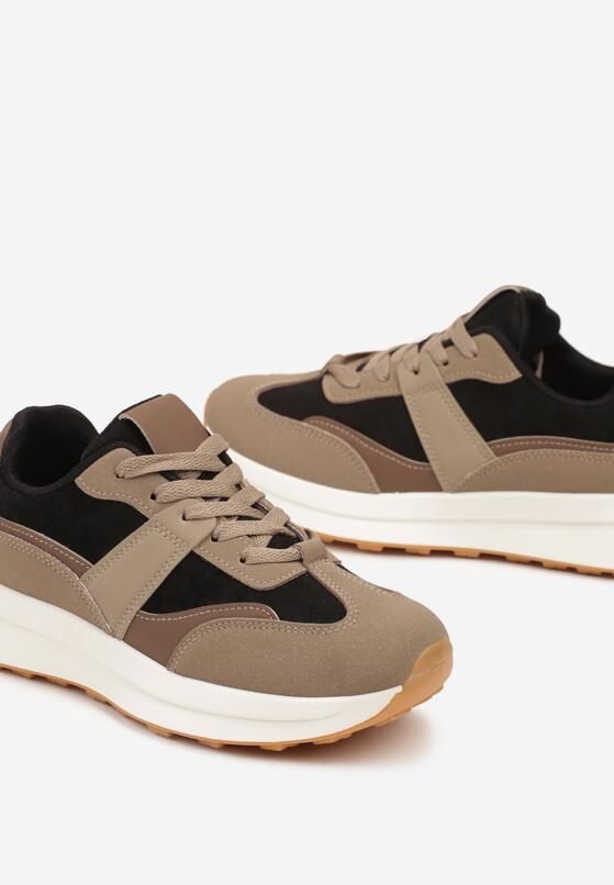 Czarne Płaskie Sznurowane Sneakersy z Geometrycznym Wzorem Neveanna 6