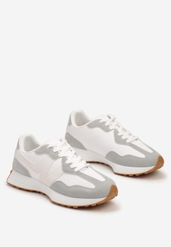 Szaro-Białe Płaskie Buty Sportowe Sneakersy z Geometrycznym Wzorem Iriefra 2