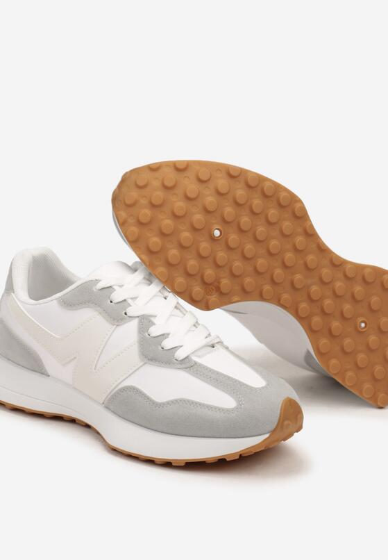 Szaro-Białe Płaskie Buty Sportowe Sneakersy z Geometrycznym Wzorem Iriefra 3