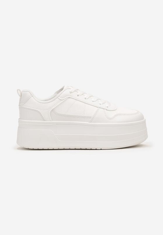 Białe Sneakersy na Platformie z Cholewką Przed Kostkę Revilisa 4