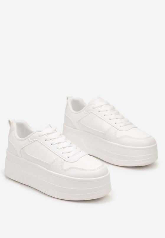 Białe Sneakersy na Platformie z Cholewką Przed Kostkę Revilisa 5