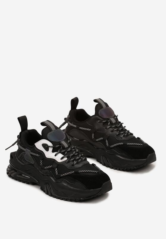 Czarne Buty Sportowe Sneakersy na Grubej Podeszwie z Geometrycznym Wzorem Moveirae 2