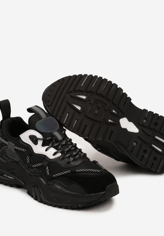 Czarne Buty Sportowe Sneakersy na Grubej Podeszwie z Geometrycznym Wzorem Moveirae 3