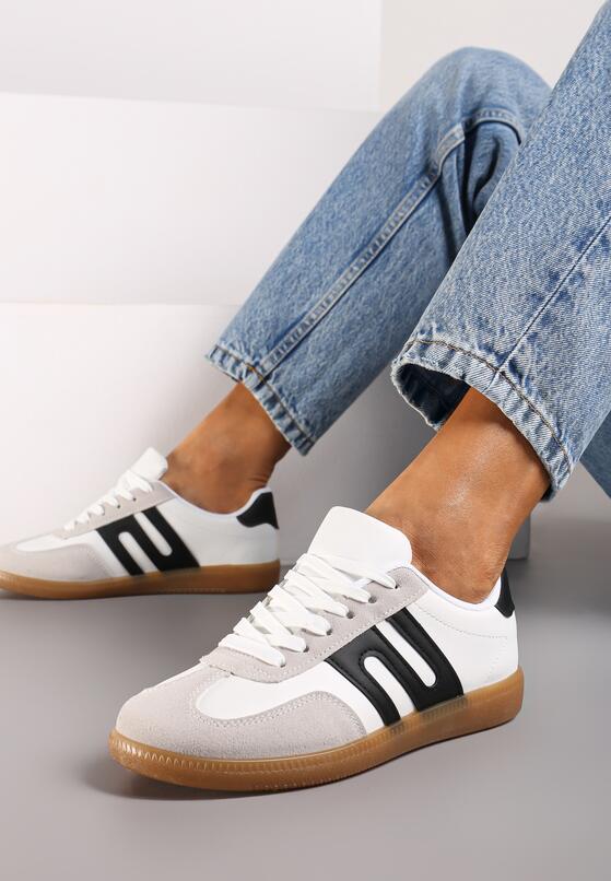 Biało-Czarne Sneakersy Tenisówki na Kauczukowej Podeszwie Movessa 1
