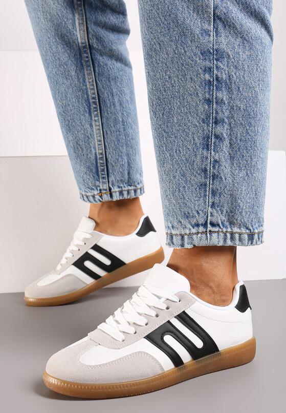 Biało-Czarne Sneakersy Tenisówki na Kauczukowej Podeszwie Movessa 3
