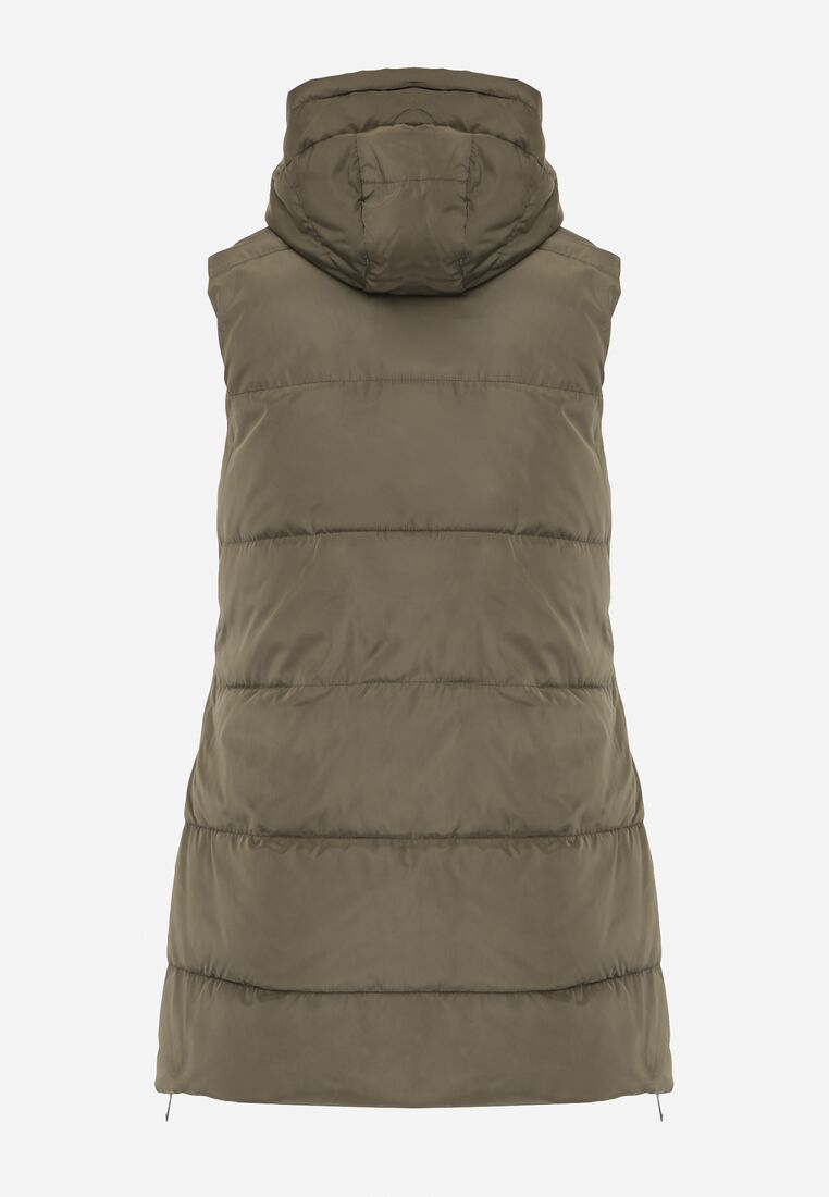 Ciemnozielona Pikowana Kamizelka Dwustronna z Kapturem i Troczkami Nevetiani 8