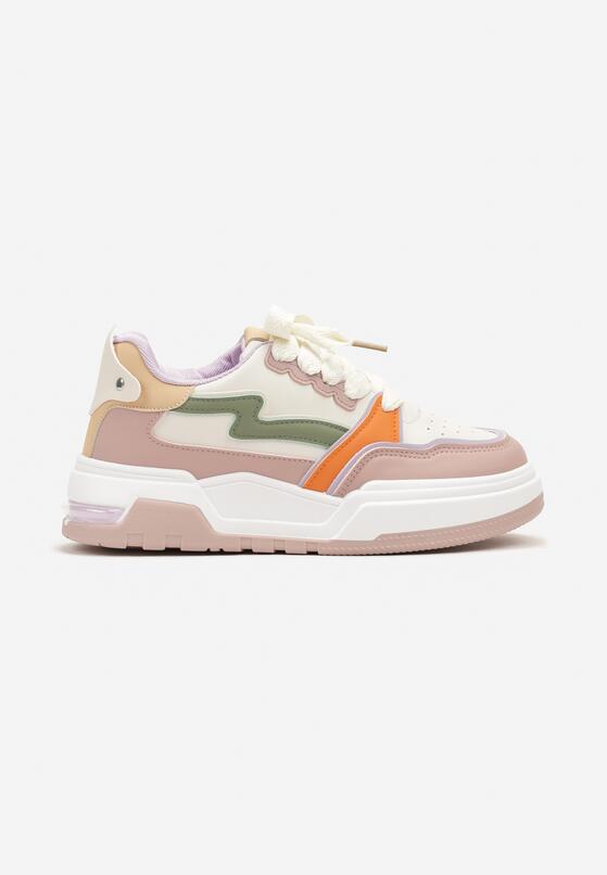 Różowe Sneakersy na Grubej Podeszwie z Ozdobnymi Wstawkami Beriona 4