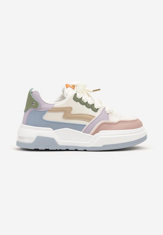 Niebiesko-Białe Sneakersy na Grubej Podeszwie z Ozdobnymi Wstawkami Beriona 4