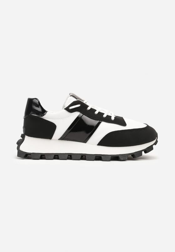 Czarne Sznurowane Sneakersy na Grubej Tłoczonej Podeszwie Arrevera 4