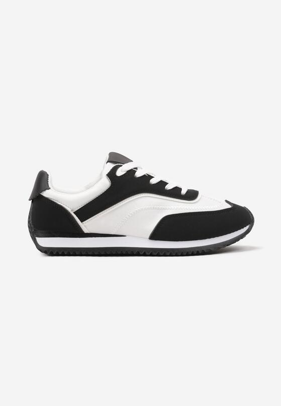 Czarne Płaskie Sneakersy z Geometrycznym Zdobieniem Mericca 4