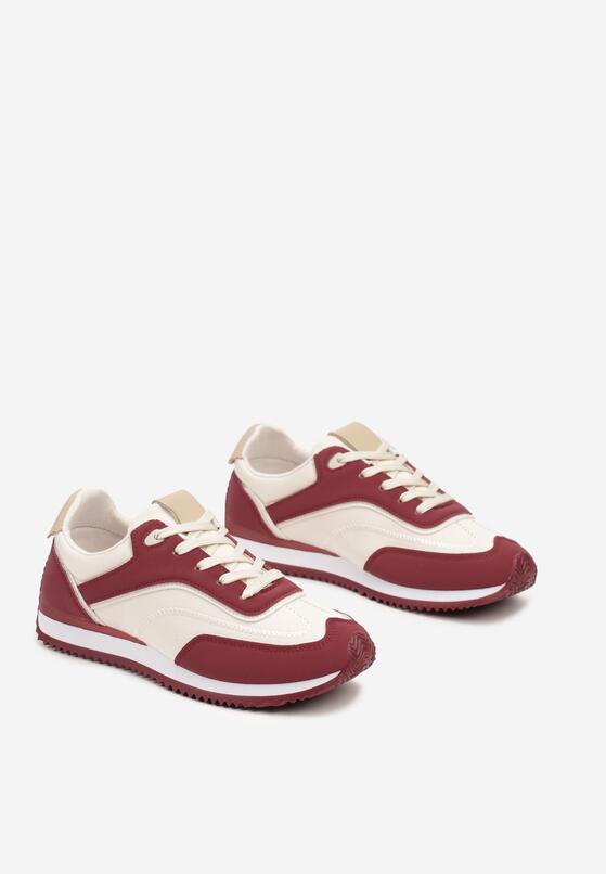 Bordowe Płaskie Sneakersy z Geometrycznym Zdobieniem Mericca 5