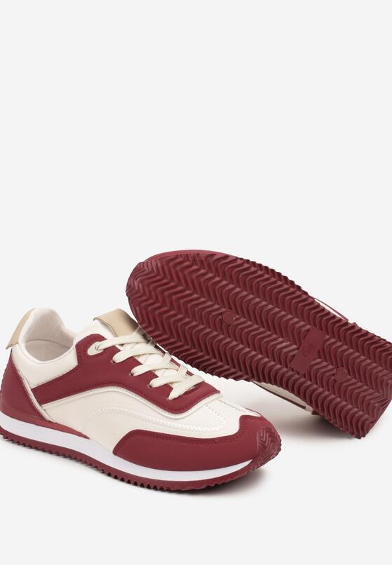 Bordowe Płaskie Sneakersy z Geometrycznym Zdobieniem Mericca 6