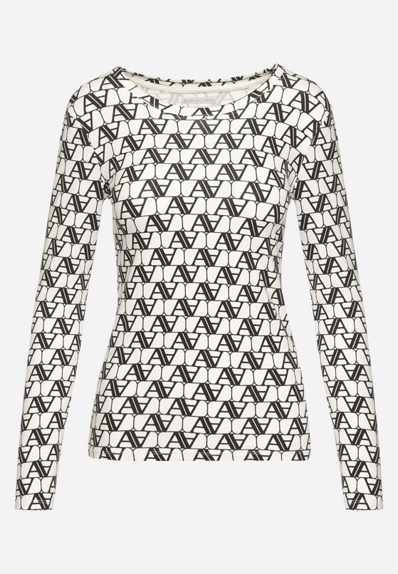 Biało-Czarna Bawełniana Bluzka Longsleeve w Literowy Wzór Stelisara 6