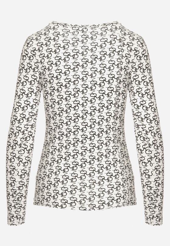 Biało-Czarna Bawełniana Bluzka Typu Longsleeve z Bawełny w Abstrakcyjny Wzór Heslora 7