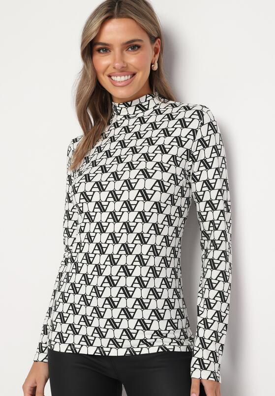 Biała Bluzka Golf z Bawełny o Kroju Longsleeve w Ozdobne Litery Stelinora 2