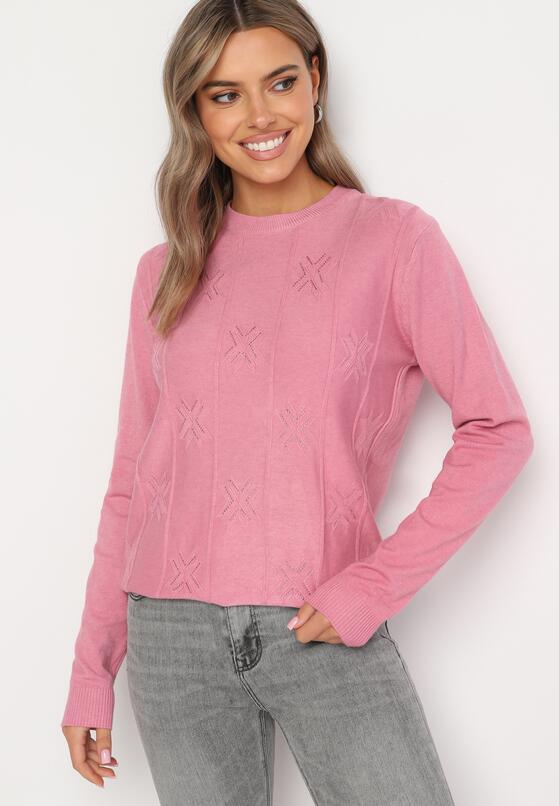 Różowy Sweter z Bawełną Ozdobiony Cyrkoniami Irinaelle 2