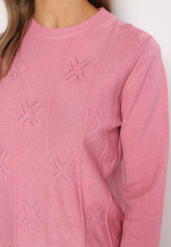 Różowy Sweter z Bawełną Ozdobiony Cyrkoniami Irinaelle 5