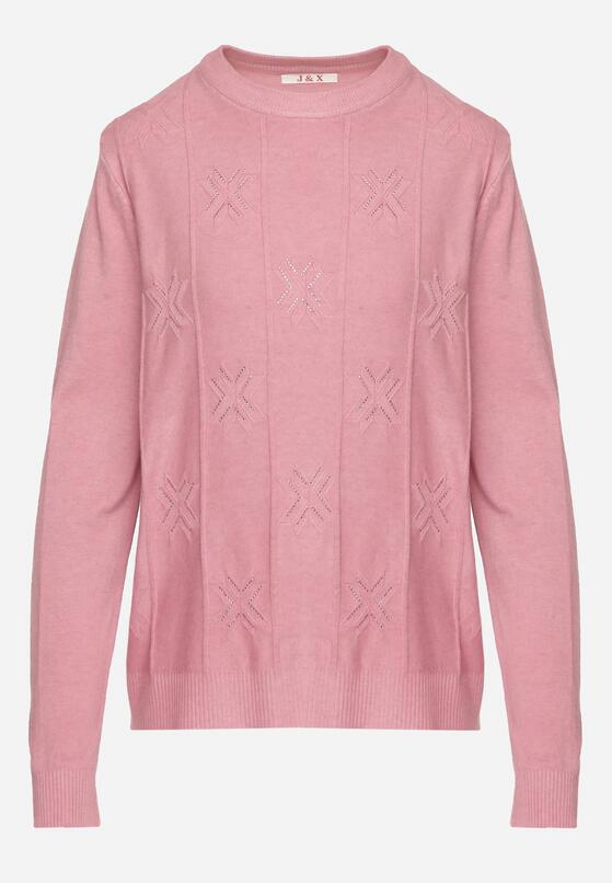 Różowy Sweter z Bawełną Ozdobiony Cyrkoniami Irinaelle 6