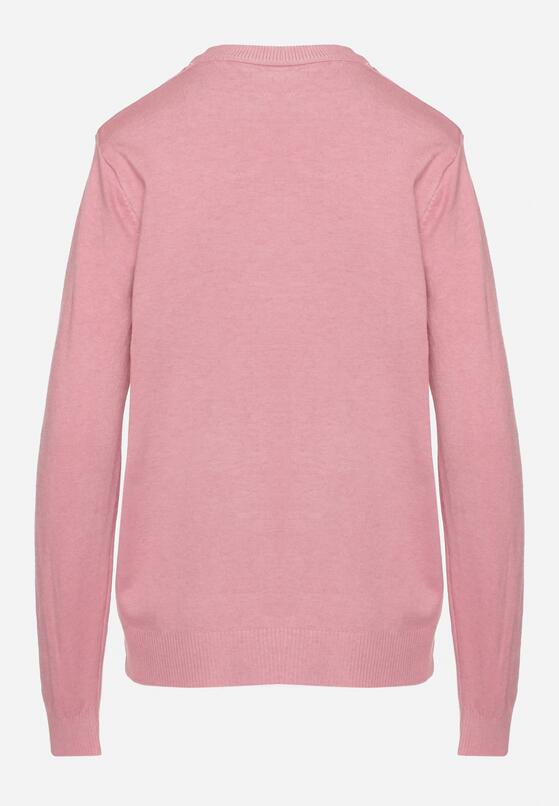 Różowy Sweter z Bawełną Ozdobiony Cyrkoniami Irinaelle 7