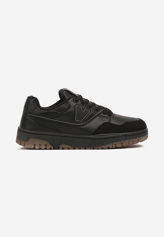 Czarne Sznurowane Buty Sportowe z Ozdobną Naszywką Meraline 1