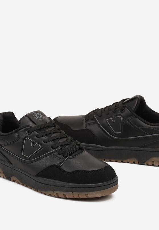 Czarne Sznurowane Buty Sportowe z Ozdobną Naszywką Meraline 3