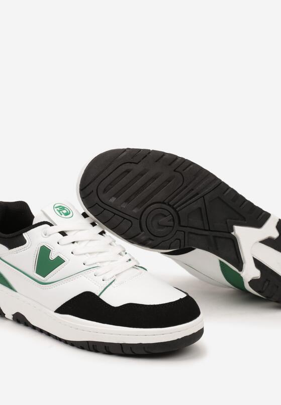 Biało-Zielone Sznurowane Buty Sportowe z Ozdobną Naszywką Meraline 3
