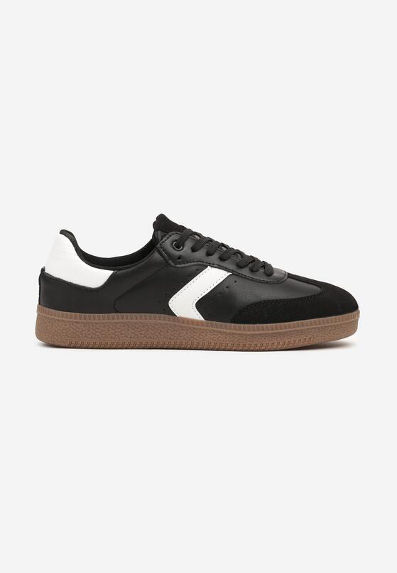 Czarno-Białe Sznurowane Buty Sportowe z Przeszyciami Meriannde 1