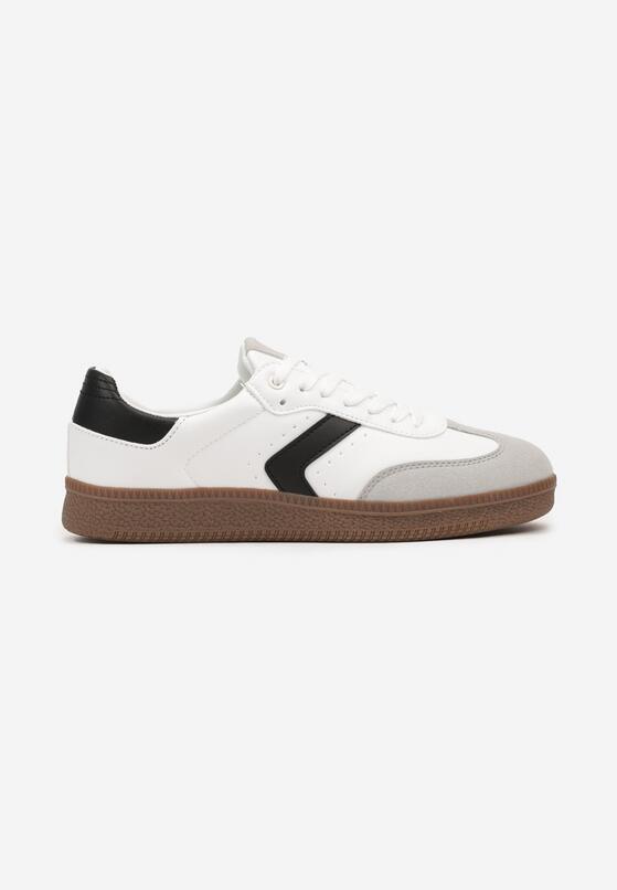 Biało-Czarne Sznurowane Buty Sportowe z Przeszyciami Meriannde 1