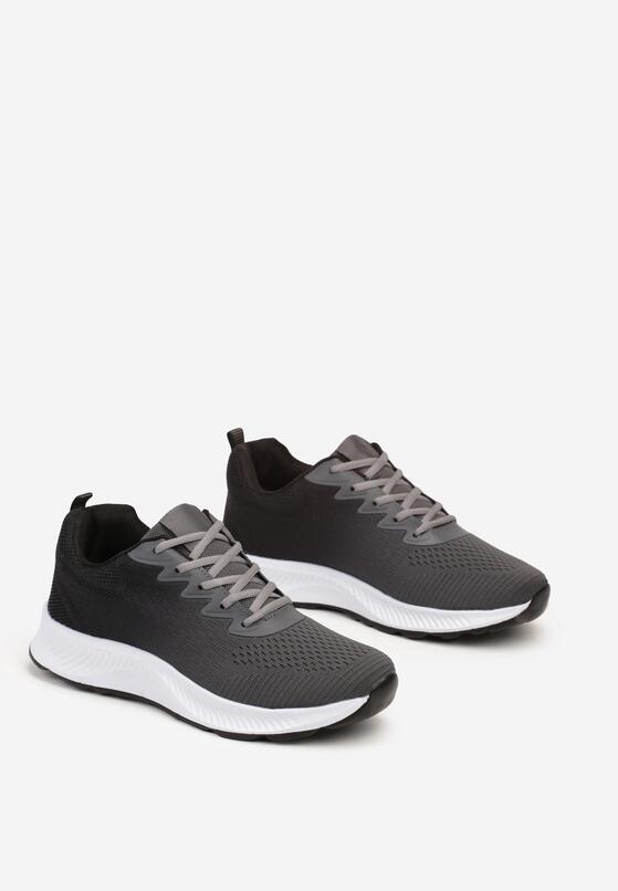 Szaro-Czarne Sznurowane Buty Sportowe na Grubej Podeszwie z Efektem Ombre Nolilena 2