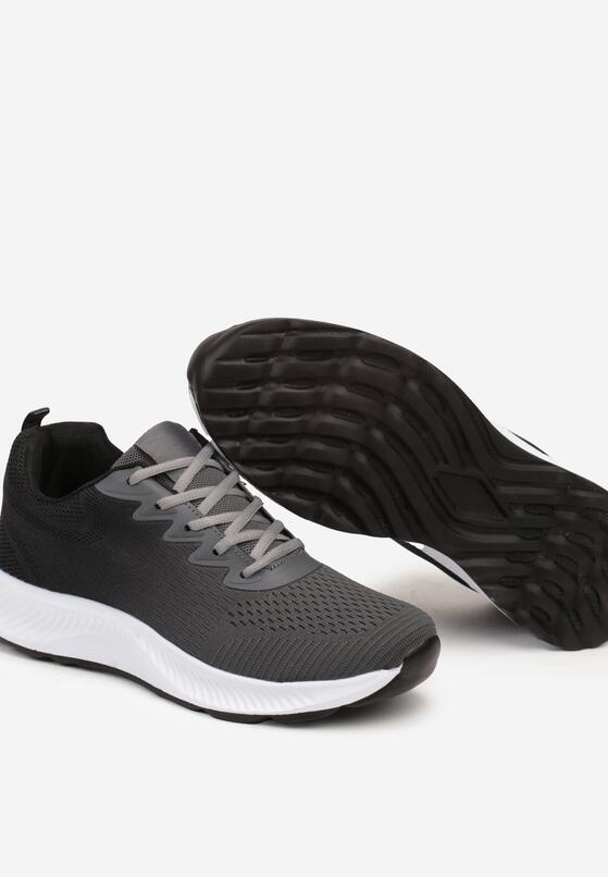 Szaro-Czarne Sznurowane Buty Sportowe na Grubej Podeszwie z Efektem Ombre Nolilena 3