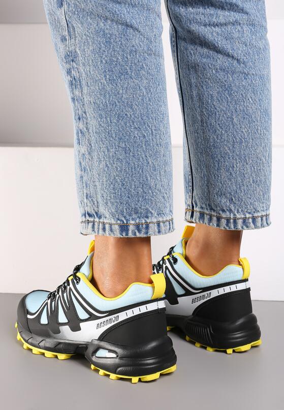 Czarno-Żółte Płaskie Sznurowane Buty Sportowe Sneakersy z Ozdobnymi Wstawkami Tinamar 3