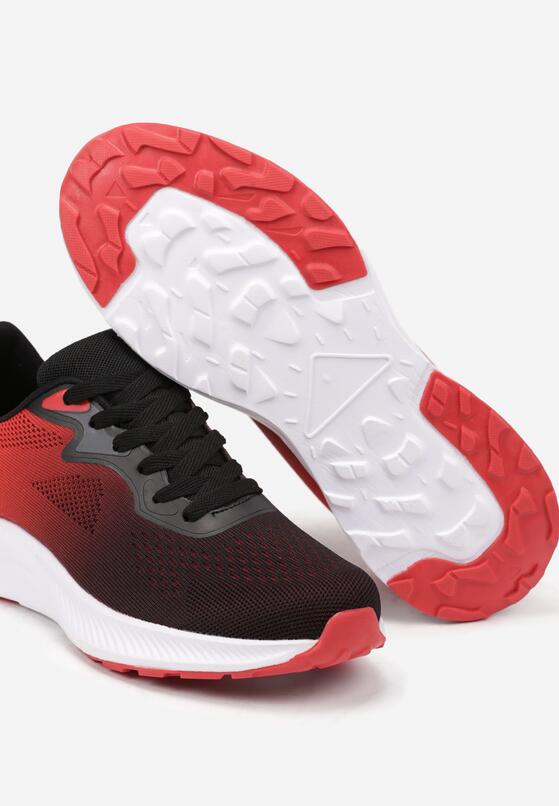 Czarno-Czerwone Buty Sportowe Sneakersy Sznurowane z Efektem Ombre Cidia 3