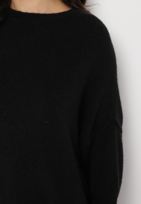 Czarny Sweter z Rękawami 7/8 z Domieszką Wełny Irilliane 5