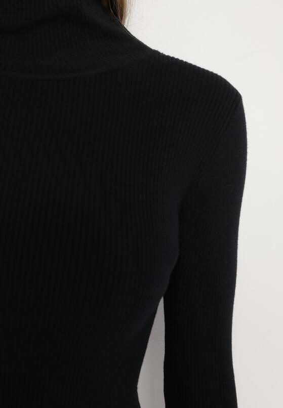 Czarny Golf Klasyczny z Prążkowanego Materiału Eridaria 5
