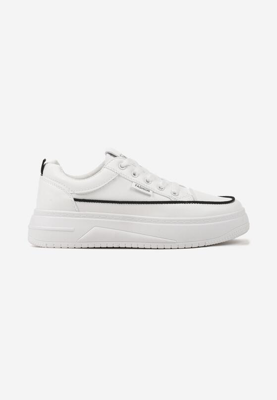 Białe Sznurowane Sneakersy na Grubej Tłoczonej Podeszwie Erisalise 4