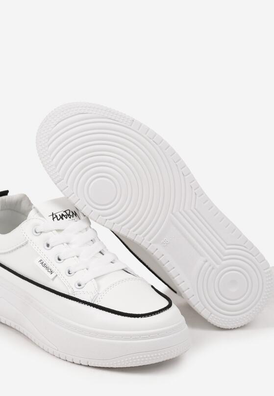 Białe Sznurowane Sneakersy na Grubej Tłoczonej Podeszwie Erisalise 6