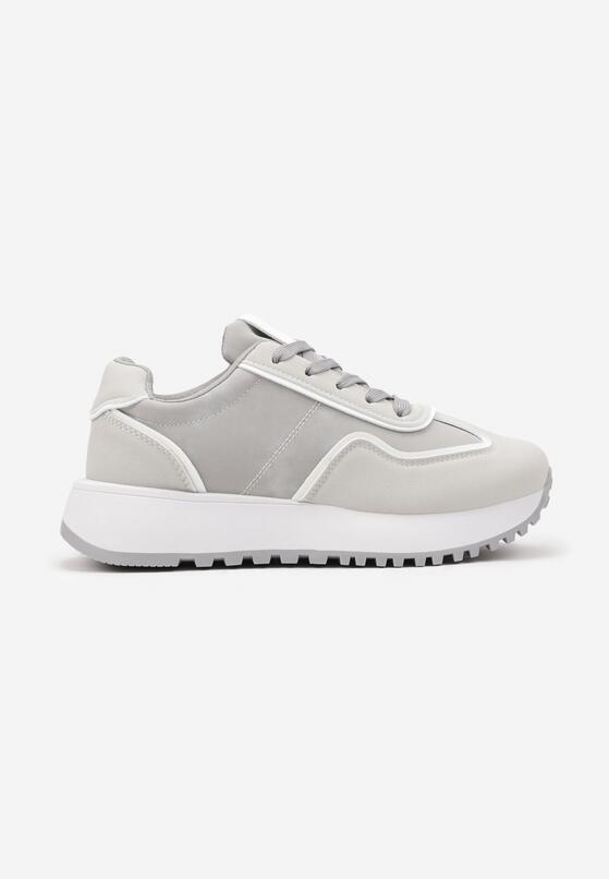 Szare Płaskie Sneakersy z Geometrycznym Motywem Erisalen 4