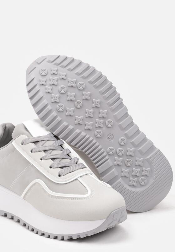 Szare Płaskie Sneakersy z Geometrycznym Motywem Erisalen 6