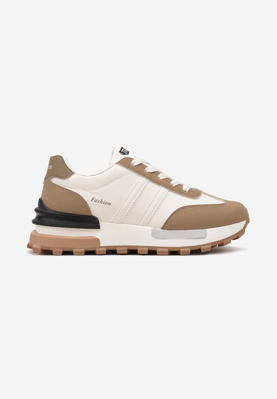 Brązowe Płaskie Sneakersy Ozdobione Paskami Erialora 4