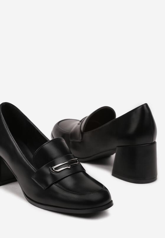 Czarne Półbuty na Słupku z Elegancką Klamerką Erinaelle 6