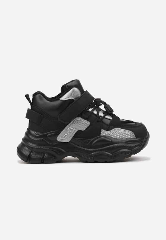 Czarno-Szare Botki Sneakersy na Grubej Podeszwie Tłoczonymi Wstawkami Bialuna 1