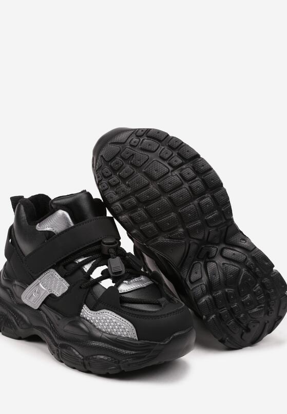 Czarno-Szare Botki Sneakersy na Grubej Podeszwie Tłoczonymi Wstawkami Bialuna 3