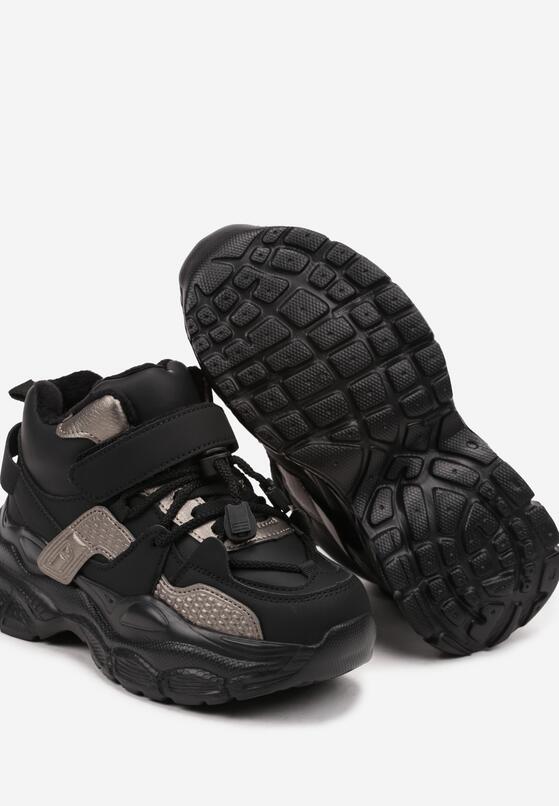 Czarno-Brązowe Botki Sneakersy na Grubej Podeszwie Tłoczonymi Wstawkami Bialuna 3