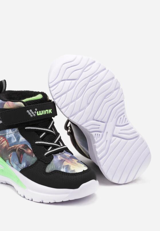 Czarne Płaskie Buty Sportowe Sneakersy za Kostkę z Ledami i Geometrycznym Wzorem Temilia 3