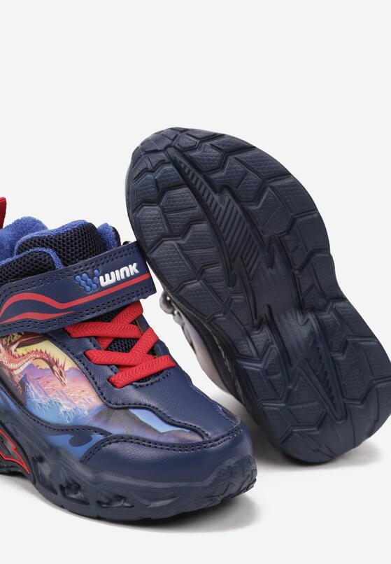 Granatowe Buty Sportowe ze Świecącą Podeszwą i Zapięciem na Rzep Ericias 3