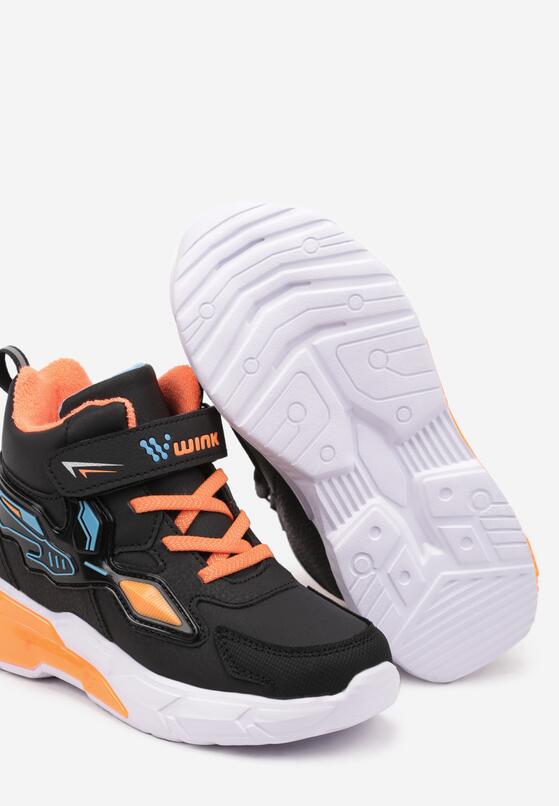 Czarne Buty Sportowe Zapinane na Rzep ze Świecącą Podeszwą Erimarie 3