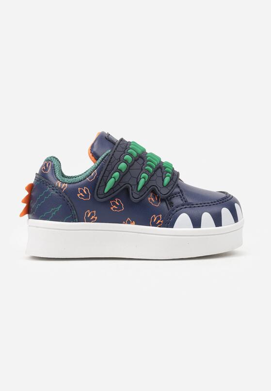 Granatowe Buty Sportowe w Ozdobny Print z Aplikacjami i Zapięciem na Rzep Erisella 1
