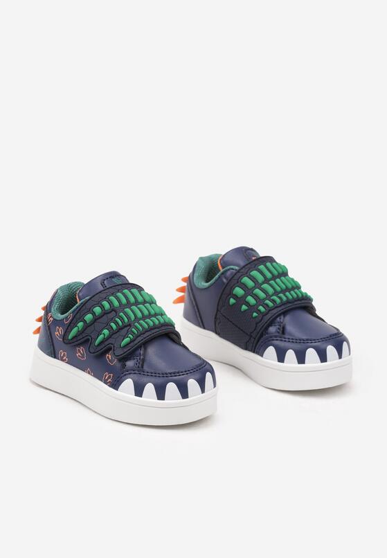 Granatowe Buty Sportowe w Ozdobny Print z Aplikacjami i Zapięciem na Rzep Erisella 2
