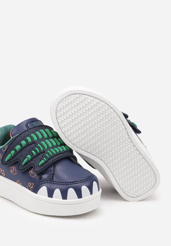 Granatowe Buty Sportowe w Ozdobny Print z Aplikacjami i Zapięciem na Rzep Erisella 3